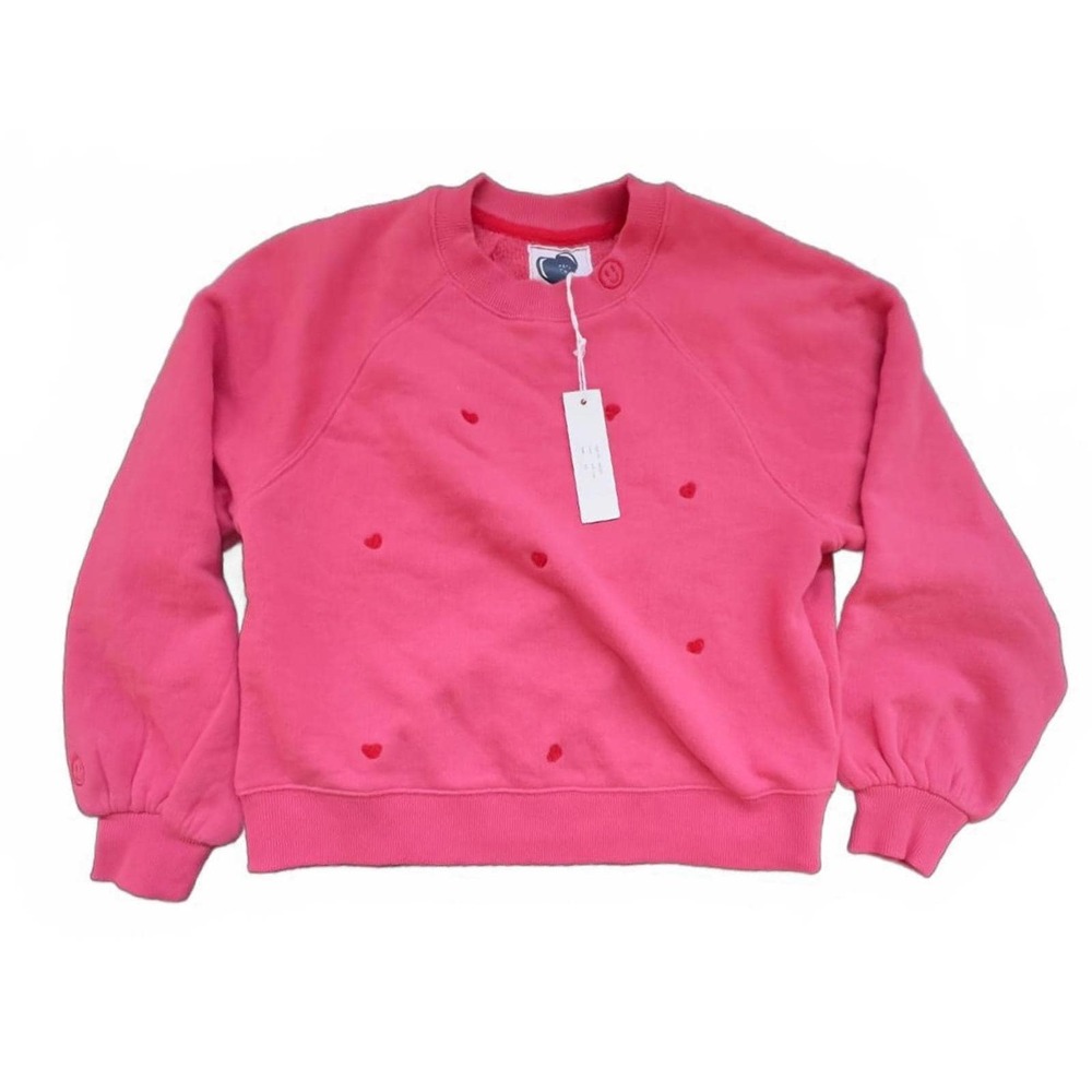 Just Madison Sweatshirt Hot‎ Pink Embroidered Hearts XS